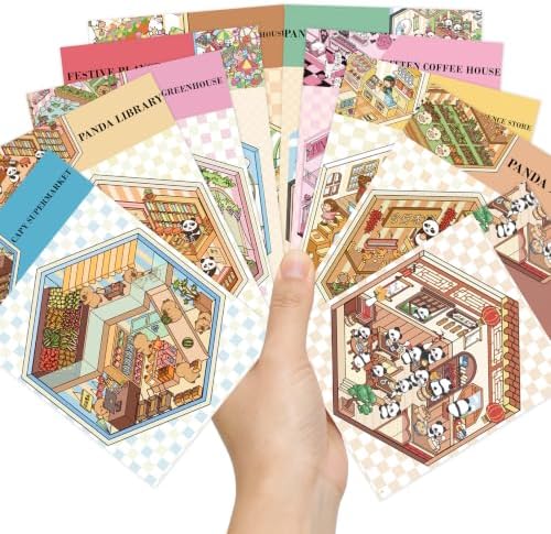 10 Sets 3D Scene Sticker,DIY Mini House&Shop Stickers