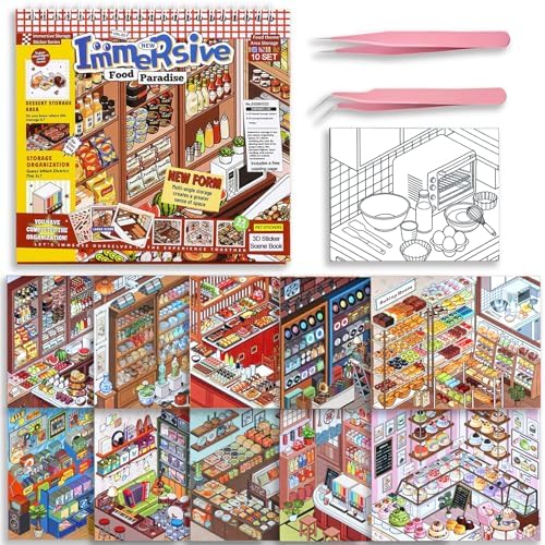 10 Sets Big DIY 3D Sticker Scene Book for Kids Adults Sticker Therapy
