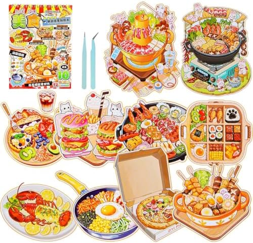 10 Sets Food Hot Pot Party 3D Sticker Scene Book(Type 1)