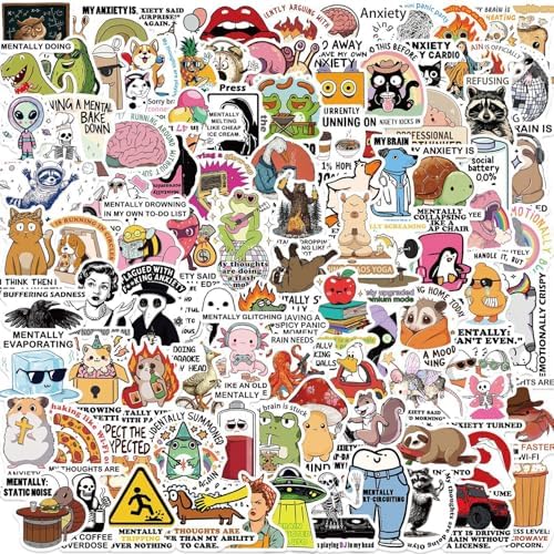 100 Pcs Mental Health Vinyl Stickers, Emotional Support Therapy Aesthetic