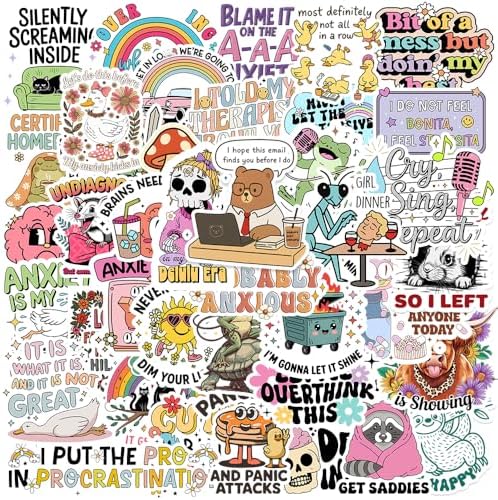 100PCS Funny Mental Health Stickers,Emotional Support Therapy Waterproof