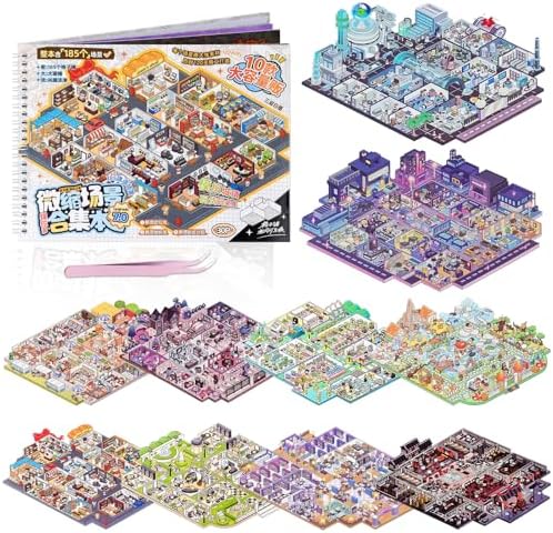 10PCS Big Size Stickers Scene Books DIY 3D House Scenes Sticker Book
