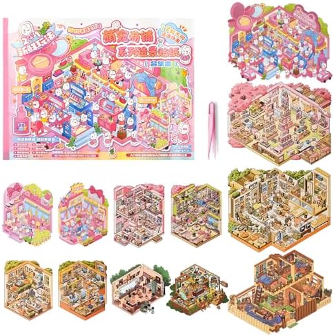 12 Sets 3D Sticker Scene Book 3D House Stickers DIY Scene Stickers