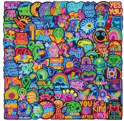 120PCS Neon Mental Health Stickers Gifts for Teens Adults