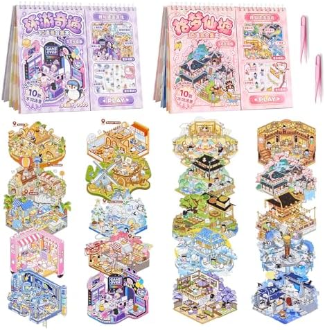 2 Books 20 Style 3D Sticker Scene Books DIY 3D Scene Sticker