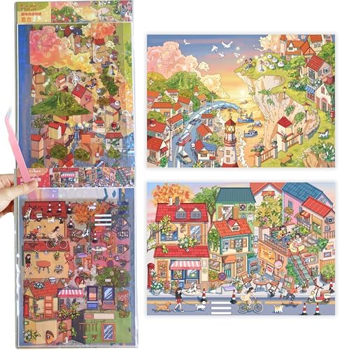2 Sets DIY 3D Diorama Scene Stickers for Adults
