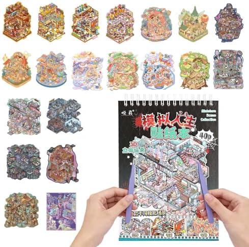 20 Sets 3D DIY Sticker Scene Book, Cute