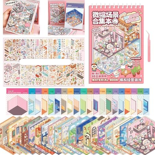 20 Sets 3D Scene Sticker Book for Adults