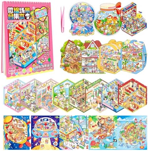 20 Sets 3D Sticker Scene Book 3D House Stickers DIY Sticker Therapy for