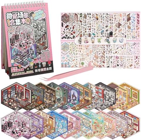 20 Sets 3D Sticker Scene Book for Adults