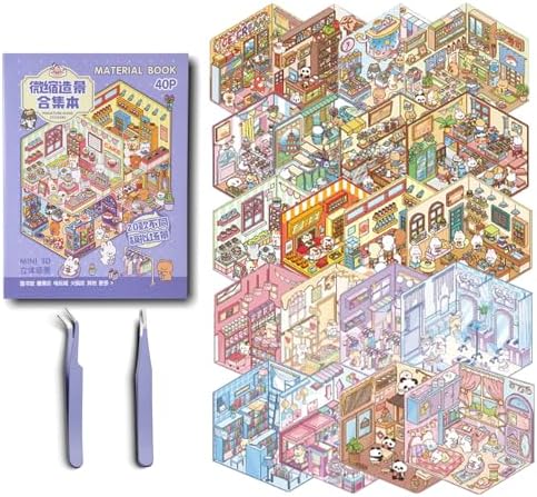 20 Sets 3D Sticker Scene Book, Sticker Therapy Scenes Collection for Adults