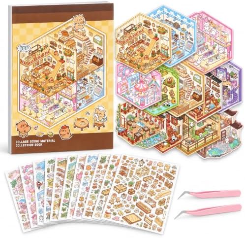20 Sets Big DIY 3D Sticker Scene Book for Adults Sticker Therapy