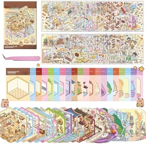 20 Sets DIY 3D House Stickers,Fun DIY Sticker Scenes