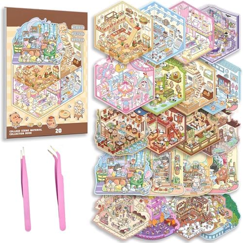 20 Sets DIY 3D House Stickers Kit Non-Toxic & Safe 3D Miniature Scene Therapy