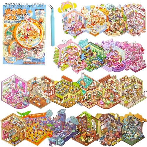 20 Sets DIY 3D House Stickers Scene Collection Book for Children Adults