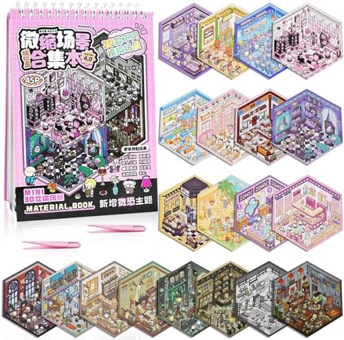 20 Sets DIY 3D Sticker Scene Book,3D House Stickers