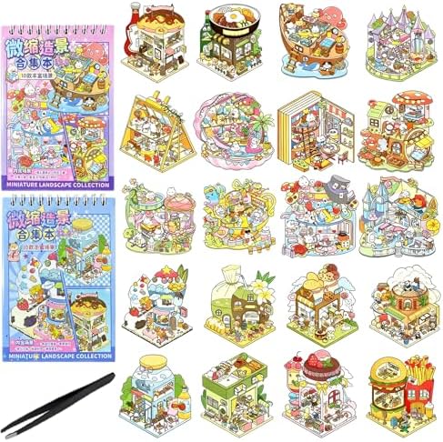20 Sets DIY 3D Sticker Scene Book for Adults