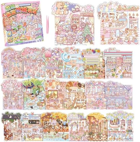 20 Sets Mini 3D Sticker Scenes with Tweezer Halloween Party Favors