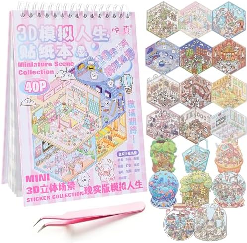 20PCS 3D Sticker Scene Book Set for Adults