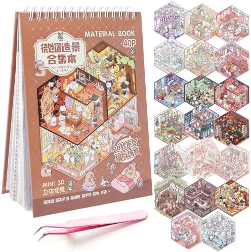 20PCS Reusable 3D Sticker Scene Book for Adults