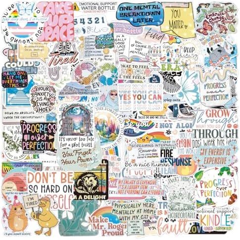 220Pcs Holographic Mental Health Stickers for Water Bottle Journals