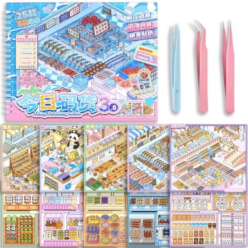 25Sets DIY 3D Sticker Scene Book for Kids Adult Relief Stress Pass the Time