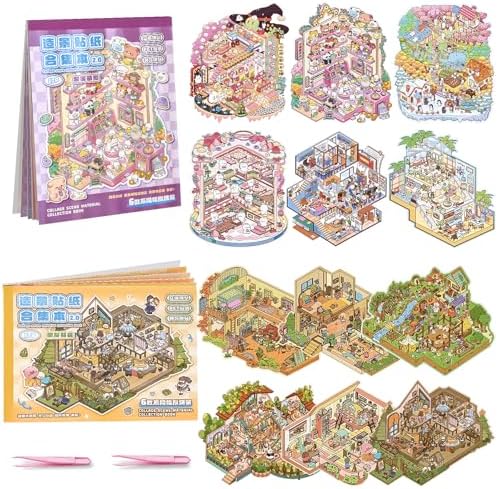 2Pcs Big Size 3D Sticker Scenes Book, 3D Scene Sticker