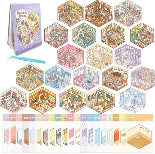 3D Scene Sticker Book for Adults 20 Sets of Sticker Therapy Stress Relief