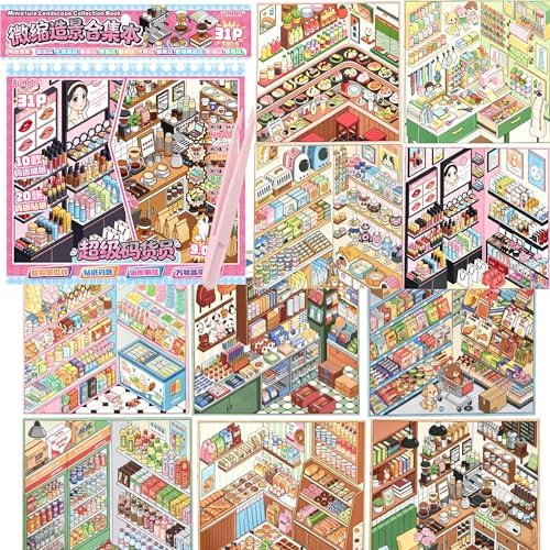 3D Shelf Organization Sticker Scene Book for Adults