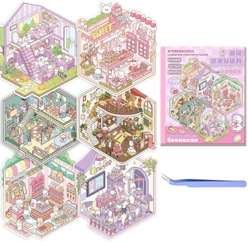 3D Sticker Scene 6 Set DIY House Stickers Make Your Own Mini Shop Cute