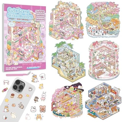3D Sticker Scene Set of 6, Miniature House Book for Sticker Therapy