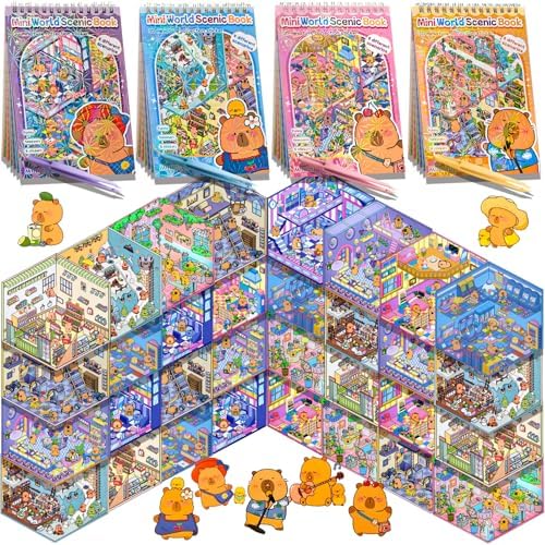 4 Sticker Books, 32 DIY 3D Scene Kits, Fun Creative Gift for Kids Adults