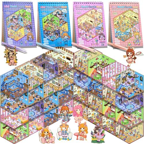 4 Sticker Books, 32 DIY 3D Sticker Scene Kits