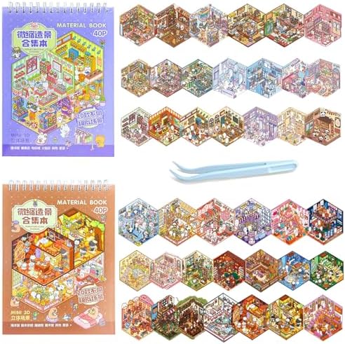 40 Sets DIY 3D Sticker Scene Books for Adults