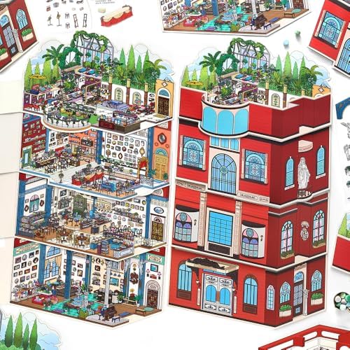 4PCS Foldable 3D Sticker Scene Book for Adults & Teens
