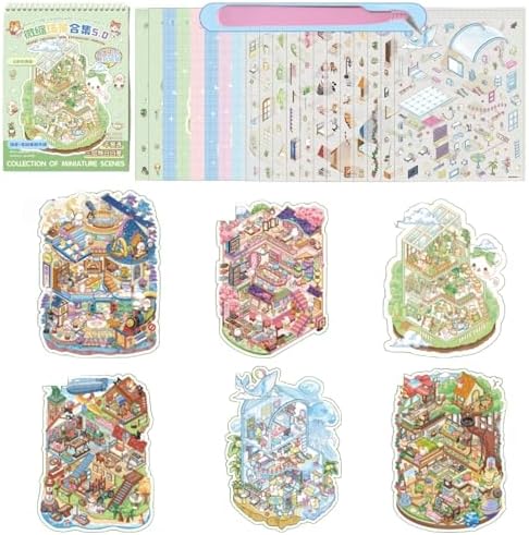 6Sets Sakura 3D Stickers Therapy for Adult Material Book