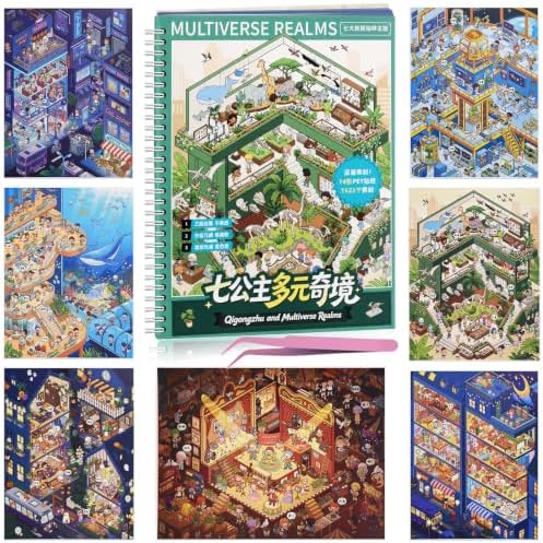 7 Sets Big Size DIY 3D Sticker Scene Book for Adults Sticker Therapy