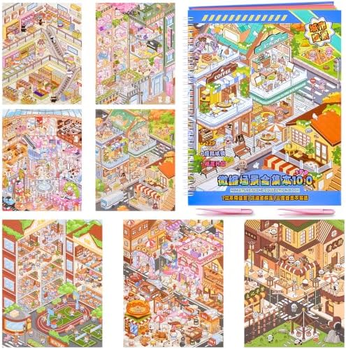7PCS Big Size Stickers Scene Books Fun DIY 3D House Scenes Sticker Book