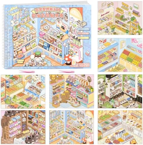 8 Sets Big Size 3D Scene Sticker Book DIY Therapy Scenes Stickers Books