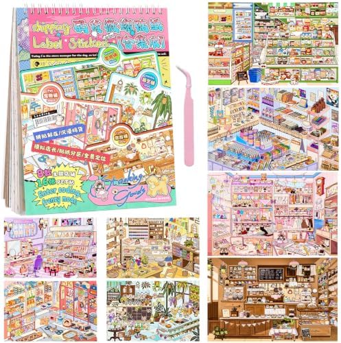 8 Sets Big Size DIY 3D Scene Sticker Book Therapy Scene Stickers Books