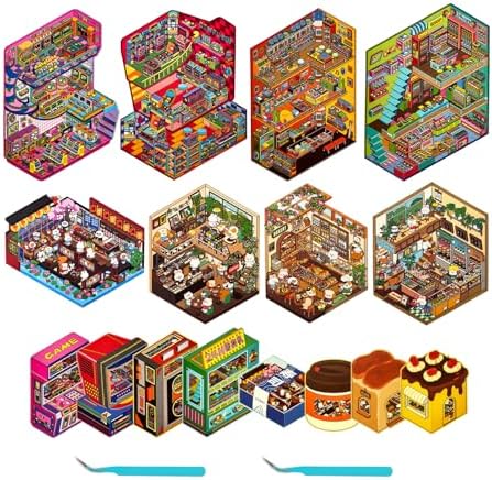 8 Sets Big Size DIY 3D Sticker Scene, Sticker Therapy for Adults