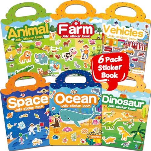 CREATIVETREES 6 Sets Reusable Sticker Book for Toddlers 3-6