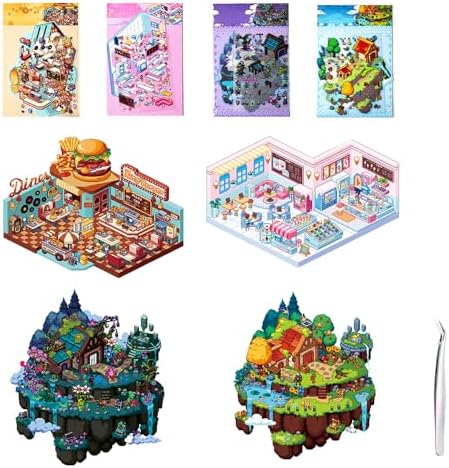 Cryslora Sticker Scene with Tweezer, 3D Sticker Therapy for Adult 4 Sets