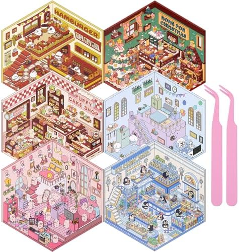 DIY 3D Sticker Scenes 6 Sets for Adults Kids
