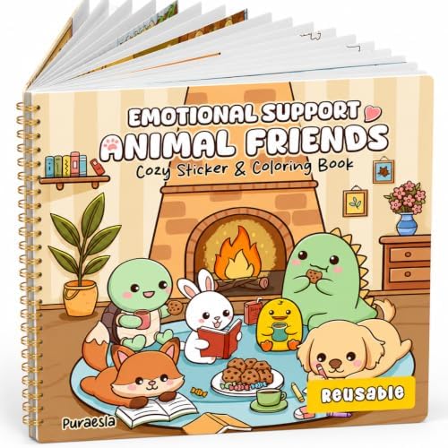 Emotional Support Animal Friends Sticker and Coloring Book
