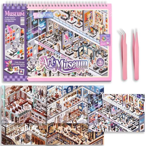 Extra-Large DIY 3D Sticker Scene Book for Adults Kids 5 Sets (Museum)