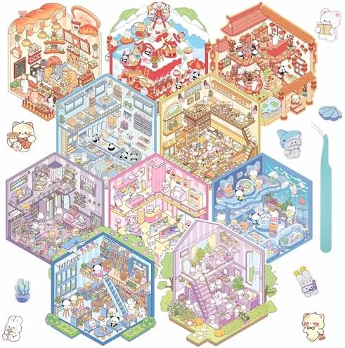 FUVLIFE 10 Pack of 3D Sticker Scene for Adult DIY Miniature House Room