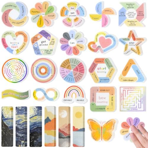 HOCLBAK 75Pcs Calm Anxiety Sensory Stickers 2 Texture Styles Anxiety Relief
