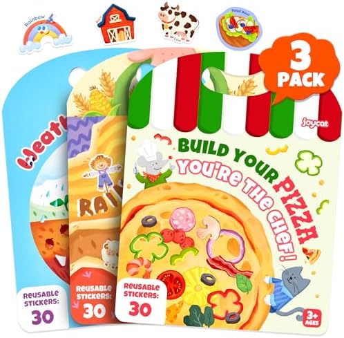 JoyCat Reusable Sticker Book Set, 3-Pack, 90 Stickers