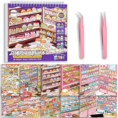 MHBEW 10 Sets Big DIY 3D Sticker Scene Book for Kids Adults Sticker Therapy